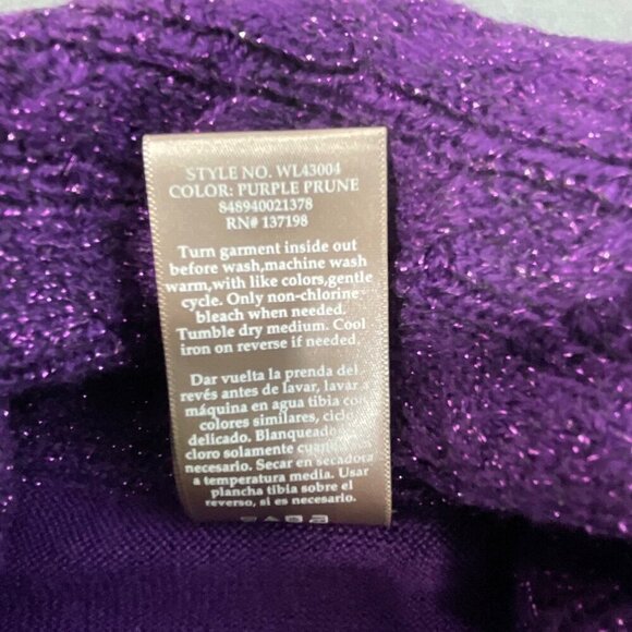 White Stag Y2K Womens S Purple Cowl Neck‎ Sweater Stretch Tunic Fairy Metallic - Picture 10 of 11